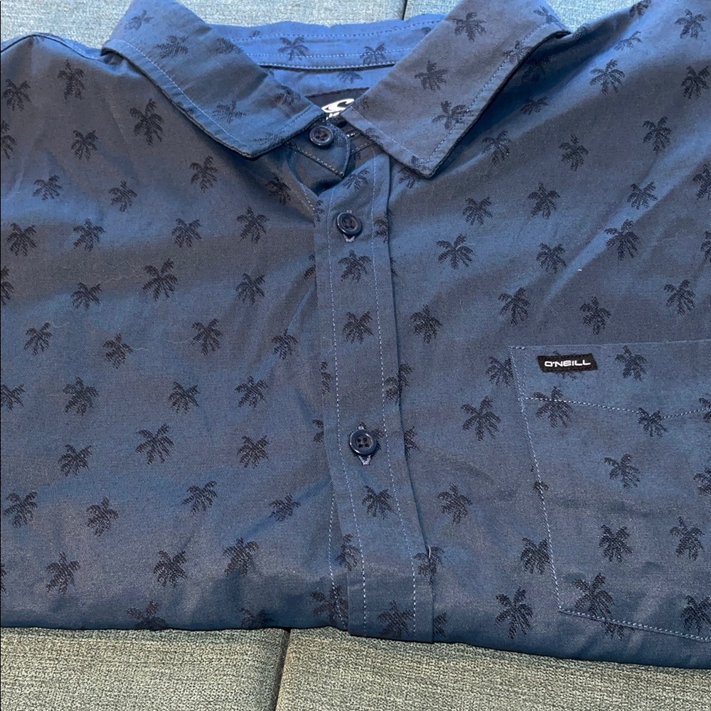 O'Neill Navy Palm Print Casual button down Shirt